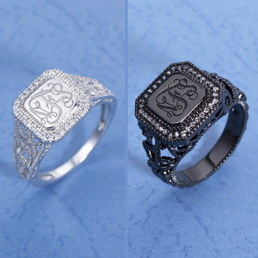 Personalized CZ Monogram Ring