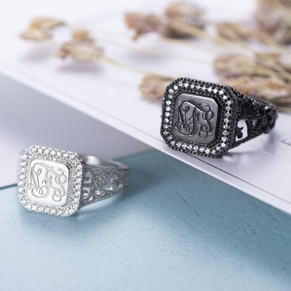 Personalized CZ Monogram Ring