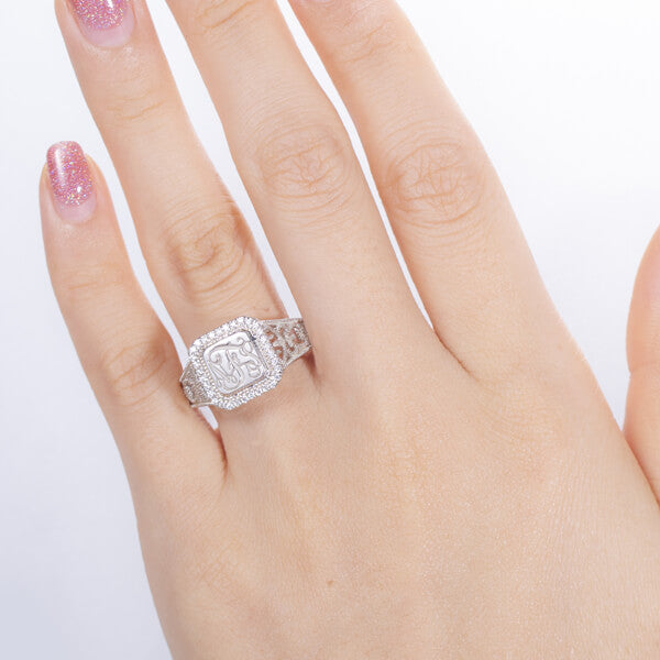 Personalized CZ Monogram Ring