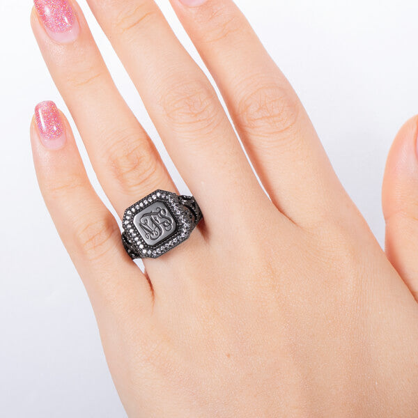 Personalized CZ Monogram Ring