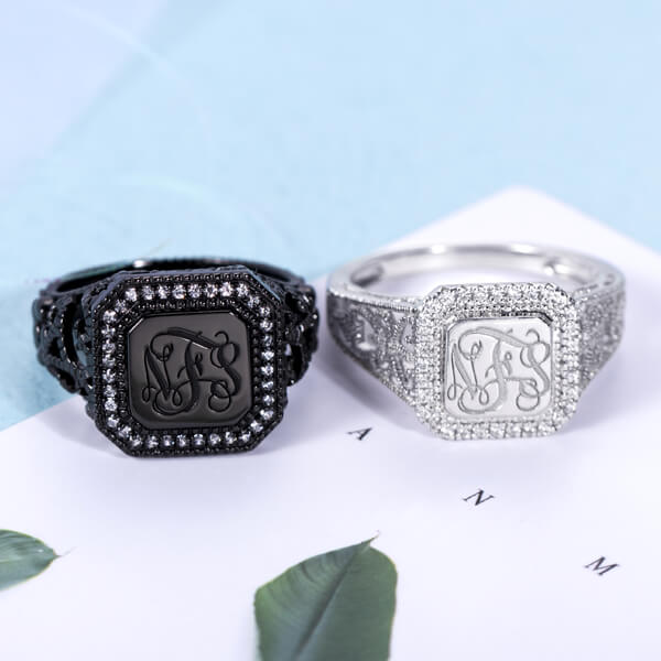 Personalized CZ Monogram Ring