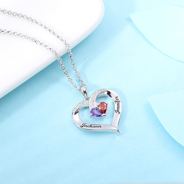 Engraved Together Forever Heart-shaped Silver Necklace