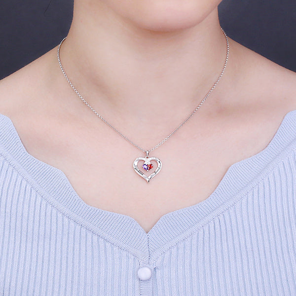 Engraved Together Forever Heart-shaped Silver Necklace