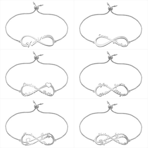 Customized Infinity Bracelet in Silver