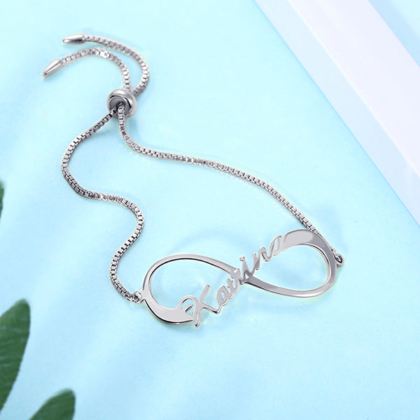 Customized Infinity Bracelet in Silver
