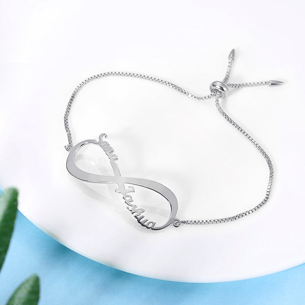 Customized Infinity Bracelet in Silver