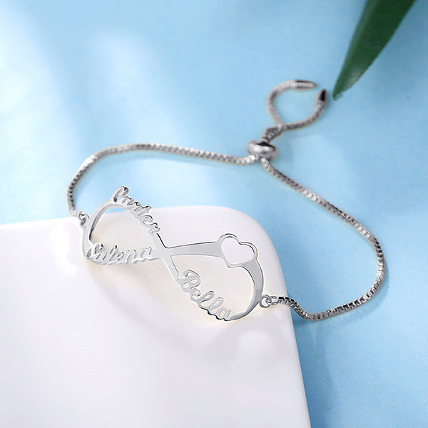 Customized Infinity Bracelet in Silver