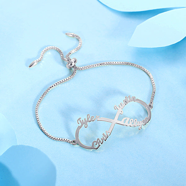 Customized Infinity Bracelet in Silver