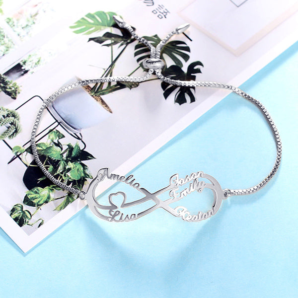 Customized Infinity Bracelet in Silver