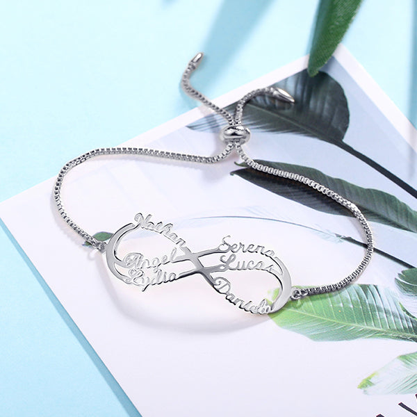 Customized Infinity Bracelet in Silver