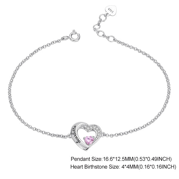 Customized Multiple Hearts Birthstones Bracelet