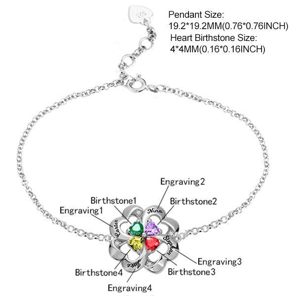 Customized Multiple Hearts Birthstones Bracelet