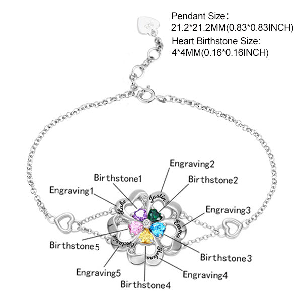 Customized Multiple Hearts Birthstones Bracelet
