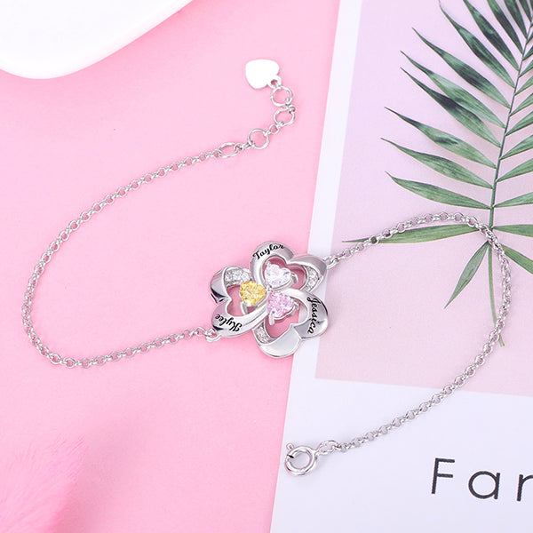 Customized Multiple Hearts Birthstones Bracelet
