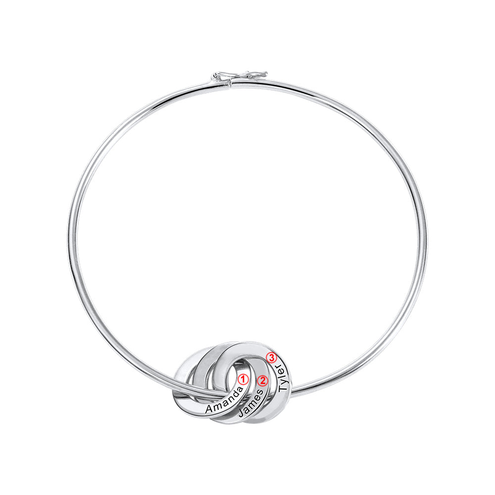 Personalized Russian Ring Bangle Bracelet in Silver