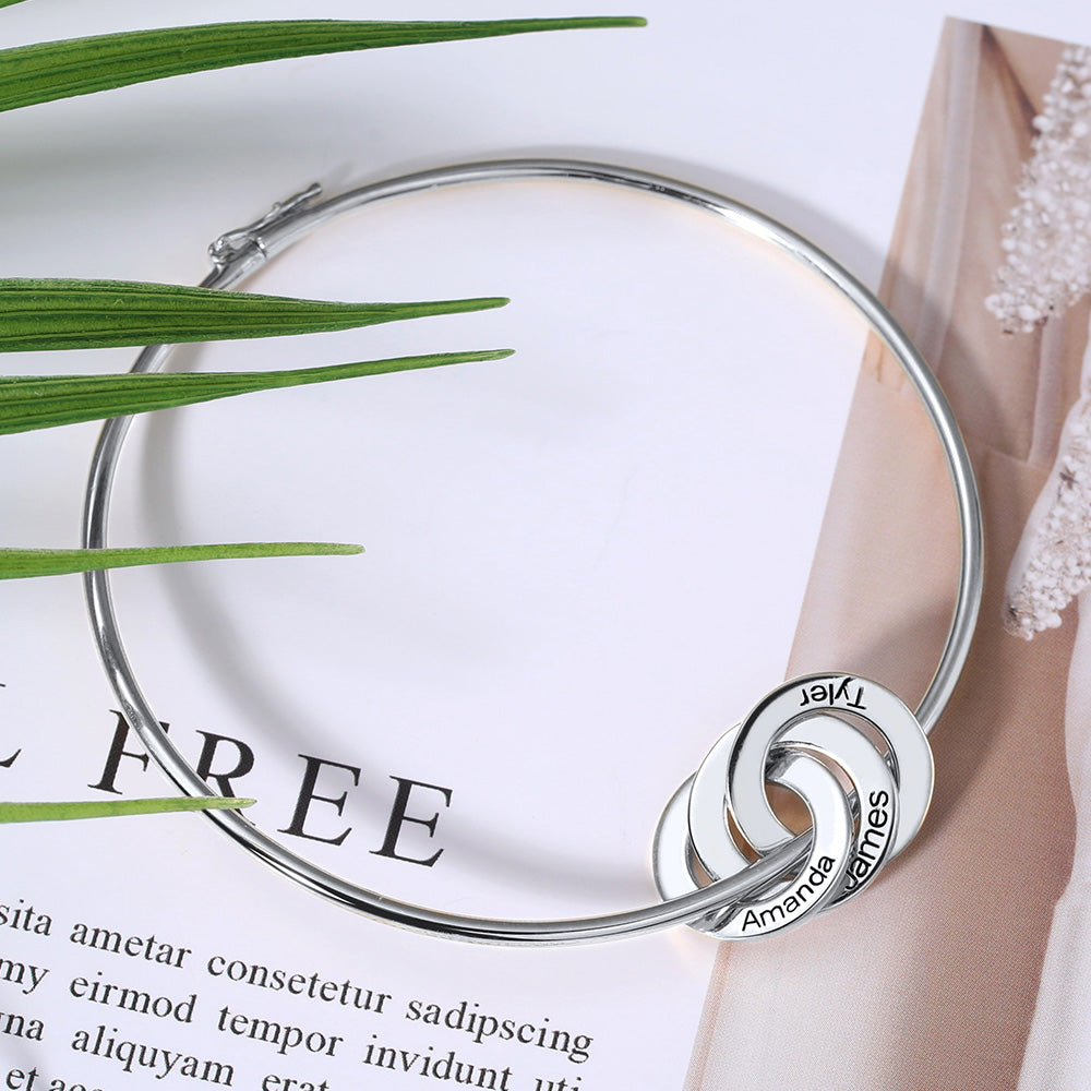 Personalized Russian Ring Bangle Bracelet in Silver