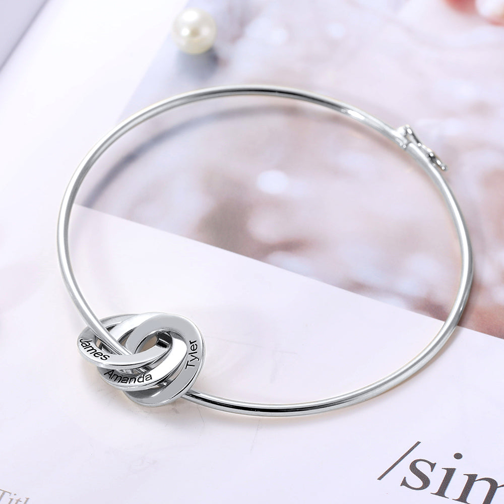 Personalized Russian Ring Bangle Bracelet in Silver