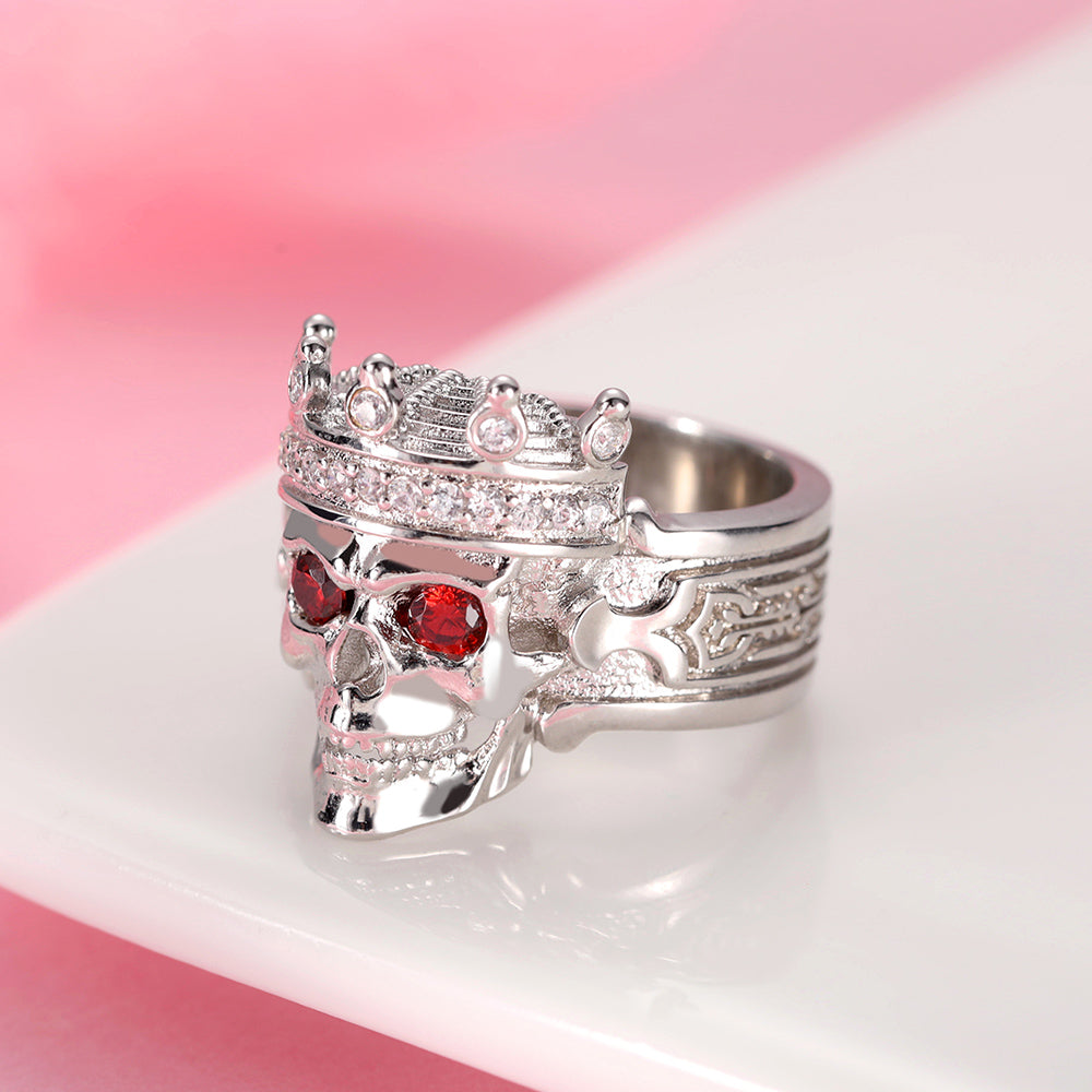 Customized Silver Skeleton King Ring with Birthstone
