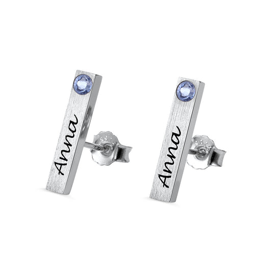 Personalized Bar Earrings with Birthstones