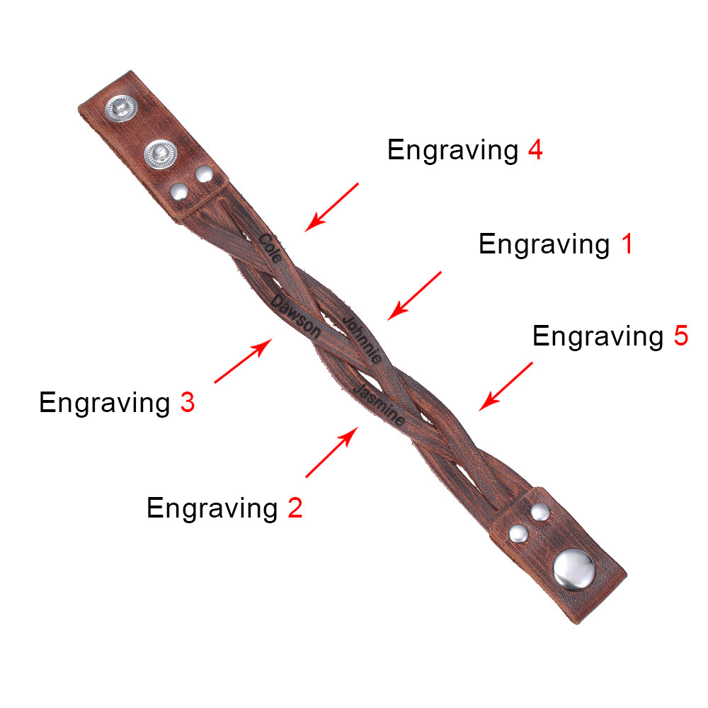 Custom-designed Text Weave Leather Bracelet