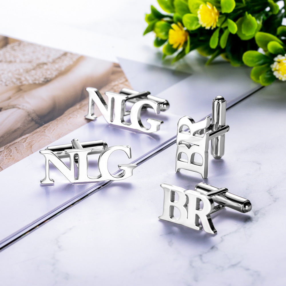 Personalized Monogram Initial Letter Name Cufflinks, Birthday Father's Day Christmas Gift for Men