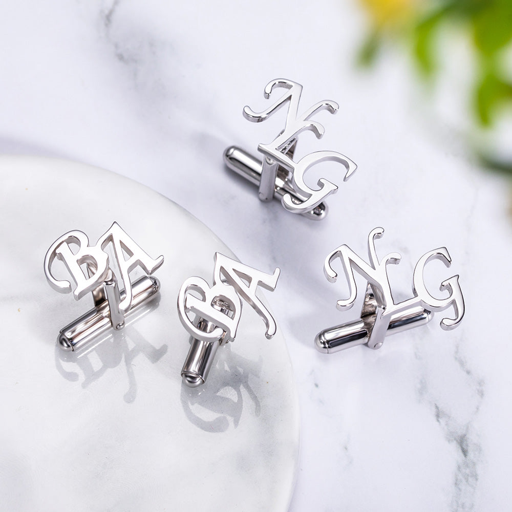 Personalized Monogram Initial Letter Name Cufflinks, Birthday Father's Day Christmas Gift for Men