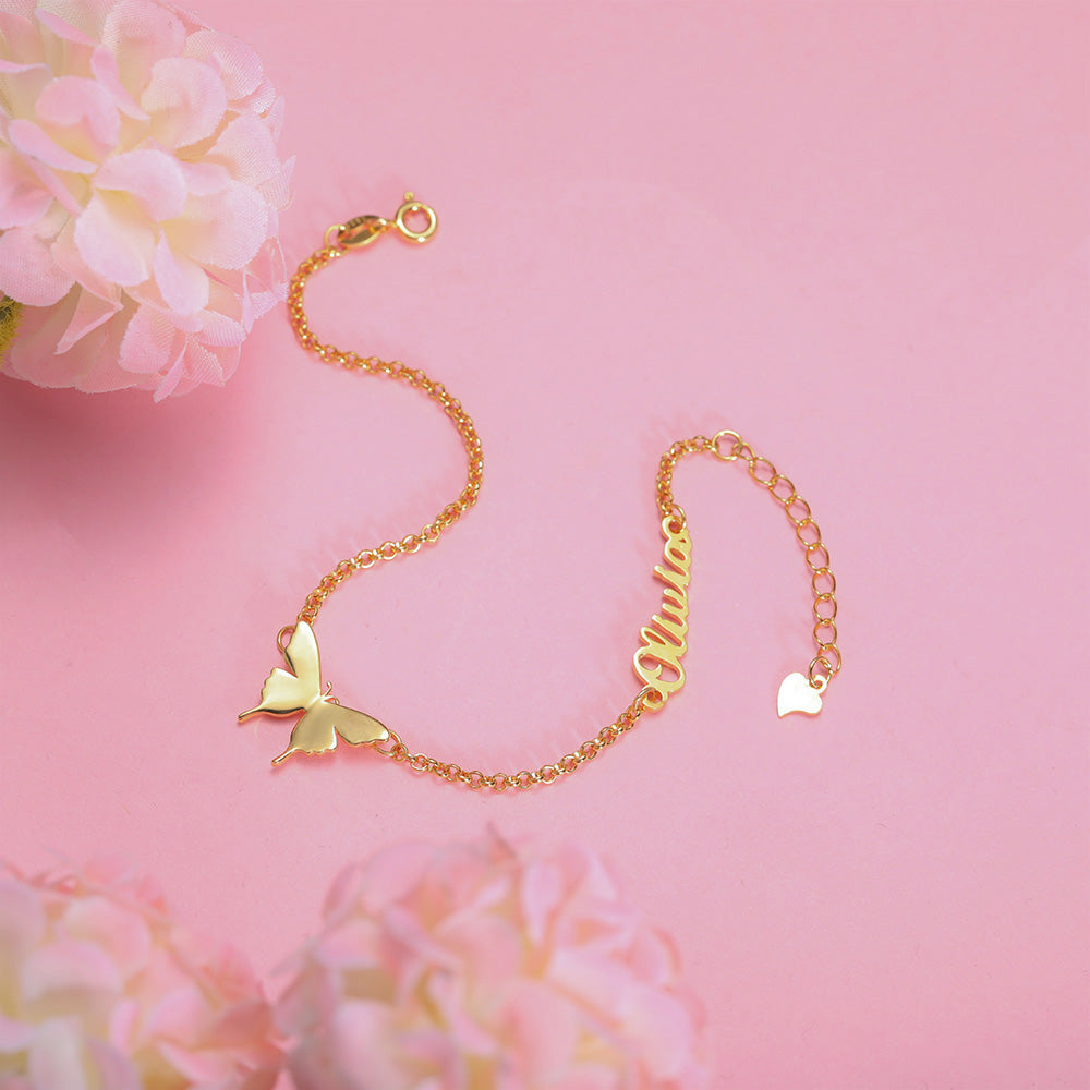 Customized Butterfly Name Anklet