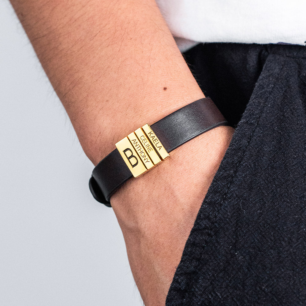 Personalized Leather Engraved Bracelet for Dad