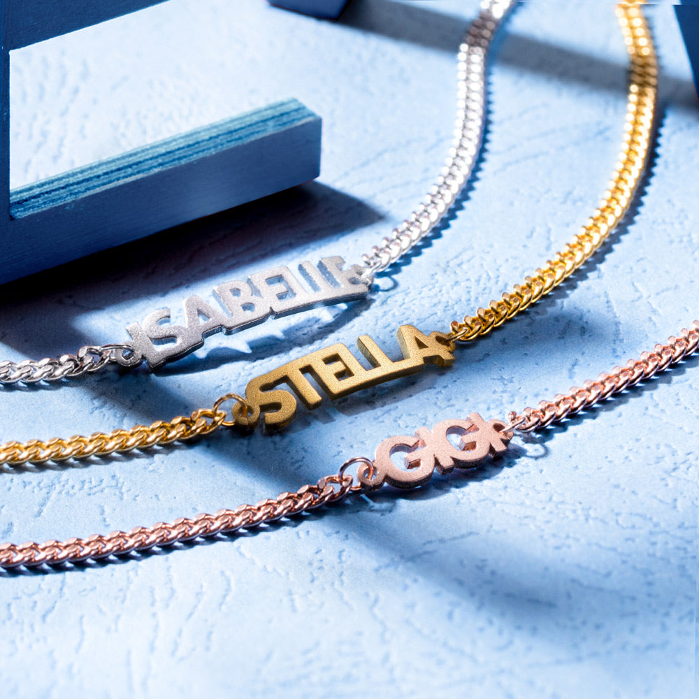 Personalized Bold Curb Chain Name Bracelet/Anklet