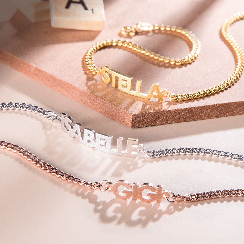 Personalized Bold Curb Chain Name Bracelet/Anklet