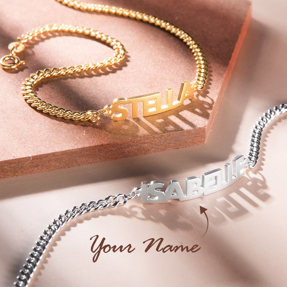 Personalized Bold Curb Chain Name Bracelet/Anklet