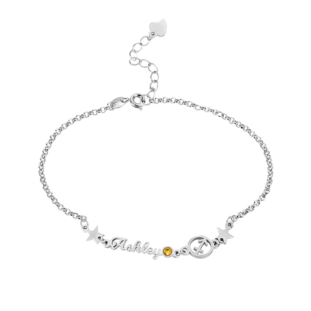 Customized Constellation Name Bracelet with Birthstone