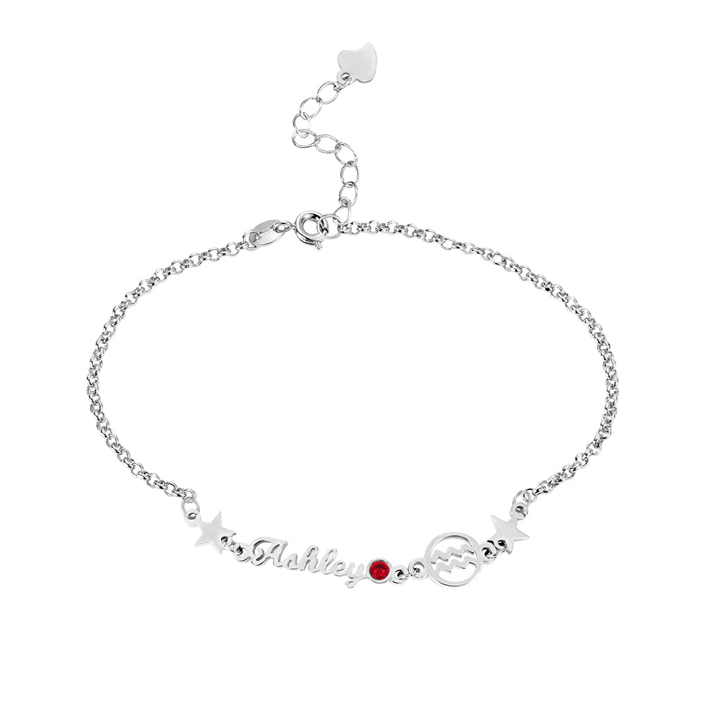 Customized Constellation Name Bracelet with Birthstone