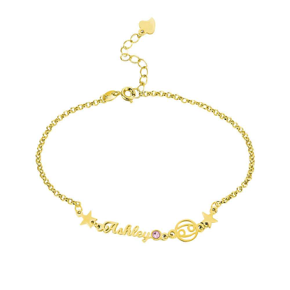 Customized Constellation Name Bracelet with Birthstone