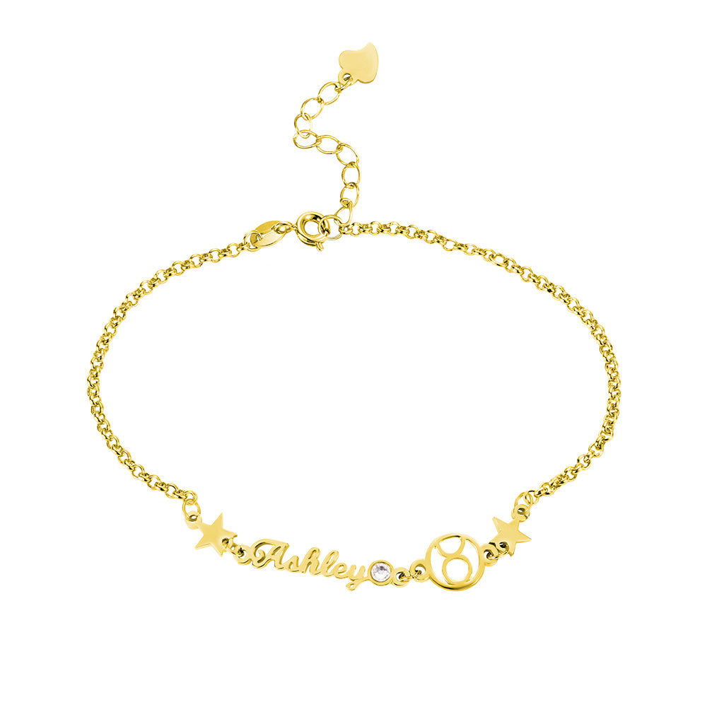 Customized Constellation Name Bracelet with Birthstone