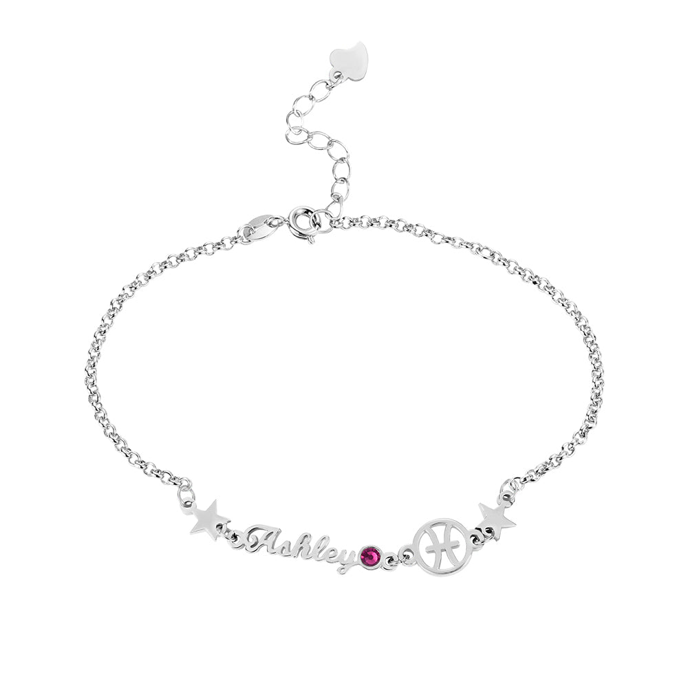 Customized Constellation Name Bracelet with Birthstone