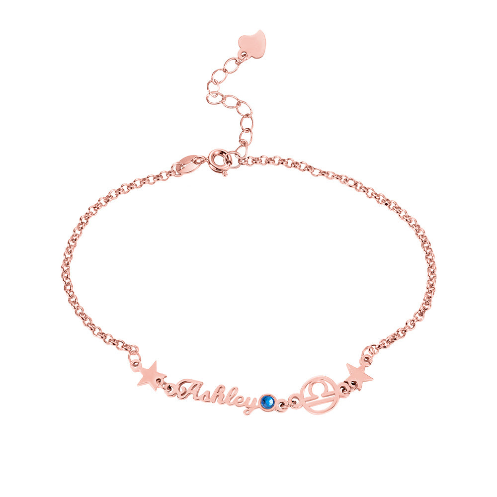 Customized Constellation Name Bracelet with Birthstone