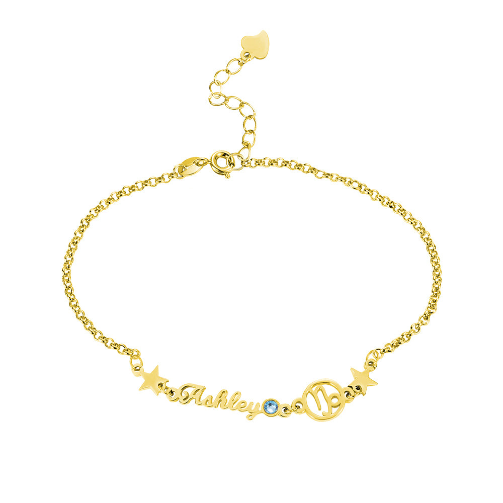 Customized Constellation Name Bracelet with Birthstone