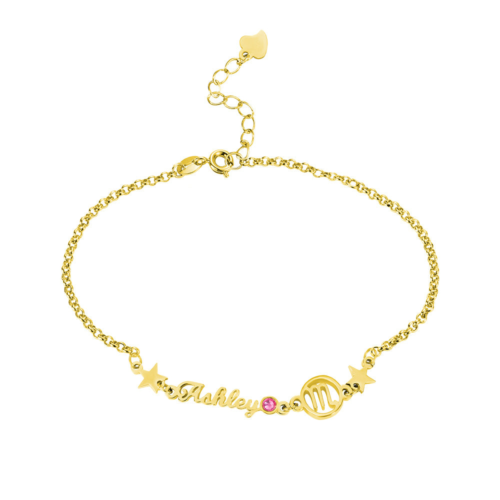 Customized Constellation Name Bracelet with Birthstone