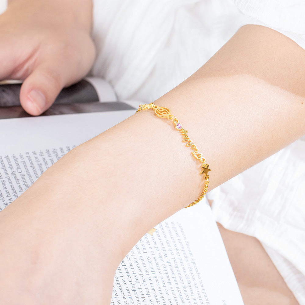 Customized Constellation Name Bracelet with Birthstone