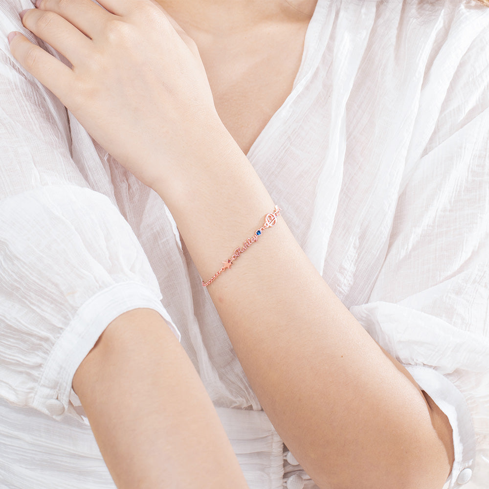 Customized Constellation Name Bracelet with Birthstone