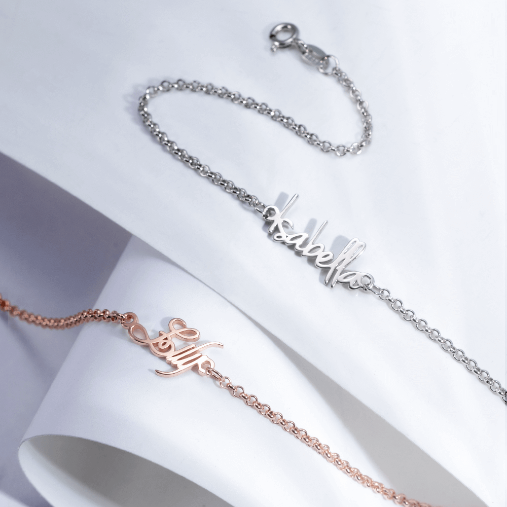 Customizable Anklet with Name in Silver