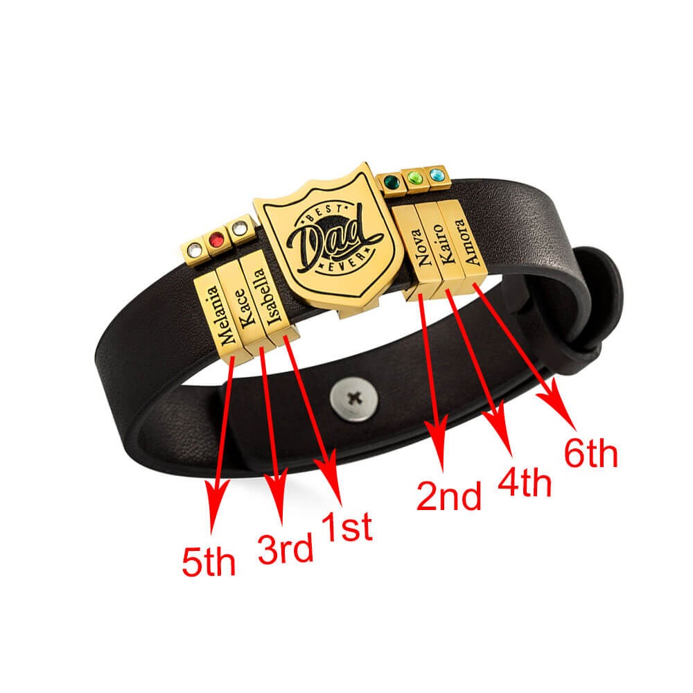 Personalized Shield Artificial Leather Bracelet for Dads