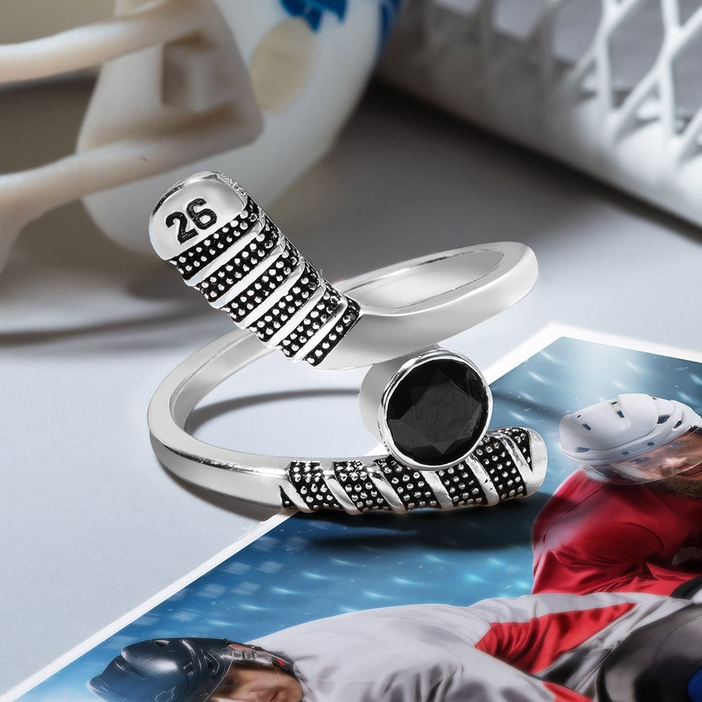 Custom Hockey Ring, Birthstone Ring, Brass Ring/Silver Ring, Birthday/Mother's Day Gift for Hockey Mother/Hockey Wife/Hockey Girl