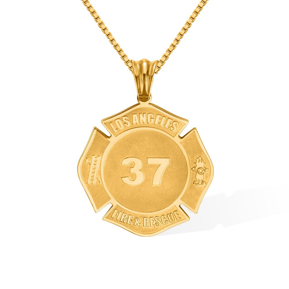 Custom Firefighter Necklace, Stainless Steel Necklace with Number & Department, Birthday/Father's Day/Graduation/Retirement Gift for Firefighter