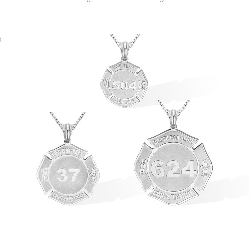 Custom Firefighter Necklace, Stainless Steel Necklace with Number & Department, Birthday/Father's Day/Graduation/Retirement Gift for Firefighter