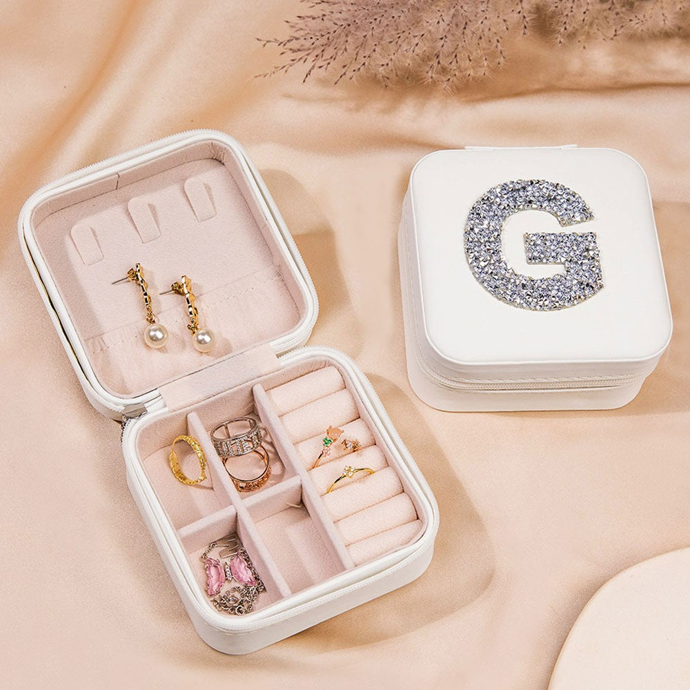 Personalized Monogram Jewelry Box, Bridesmaid Jewelry Box, Bridesmaid Gift for Girl/Friend, Wedding/Travel Jewelry Case, Birthday/Mother's Day Gift, Glitter Christmas Gift, Birthday Gift, Bridesmaid Gift for Her