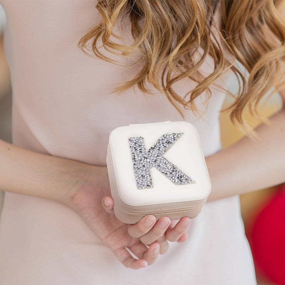 Personalized Monogram Jewelry Box, Bridesmaid Jewelry Box, Bridesmaid Gift for Girl/Friend, Wedding/Travel Jewelry Case, Birthday/Mother's Day Gift, Glitter Christmas Gift, Birthday Gift, Bridesmaid Gift for Her