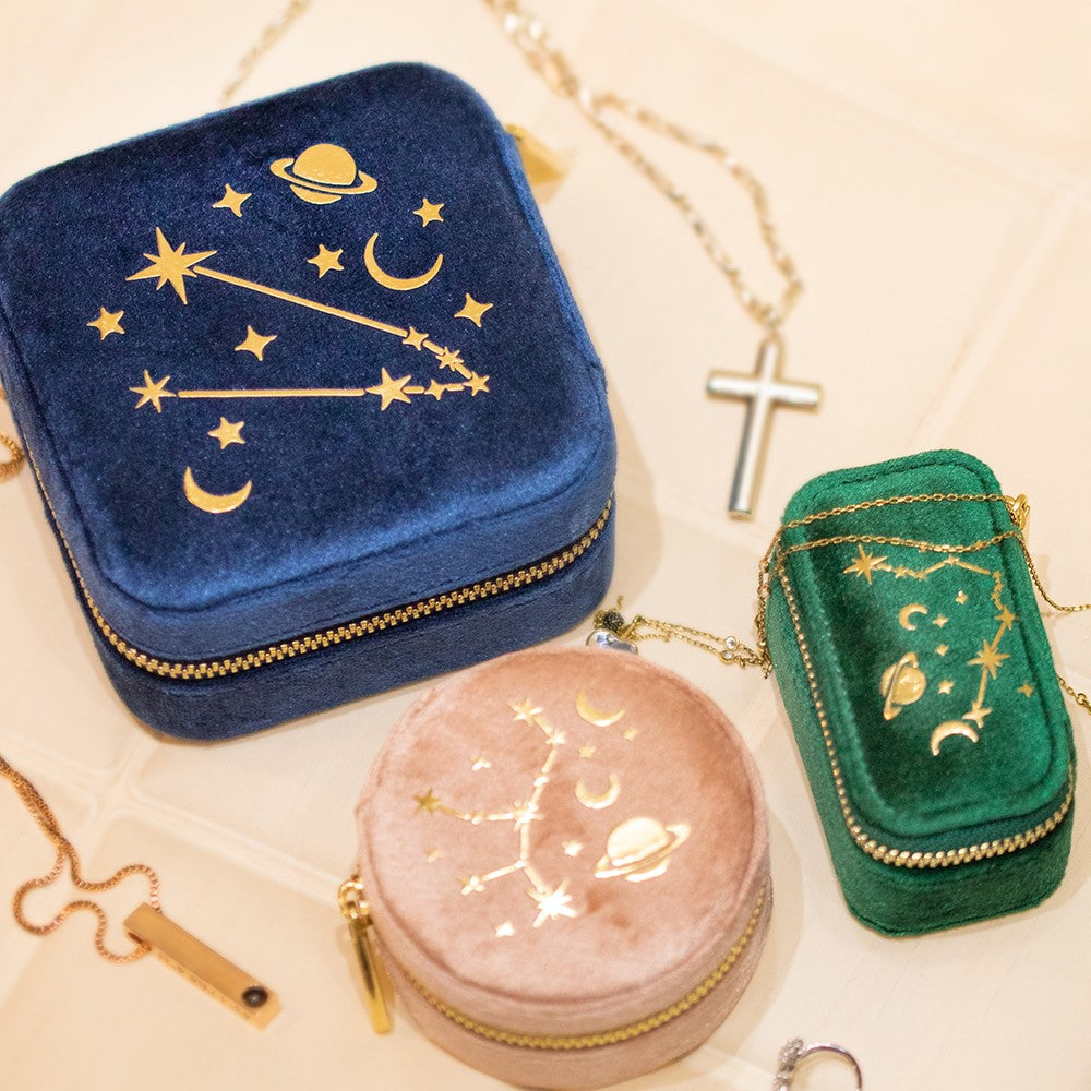 Personalized Starry Night Jewelry Travel Case with Name, Velvet Jewelry Box, Birthday/Mother's Day/Wedding Gift for Mother/Wife/Bridesmaids