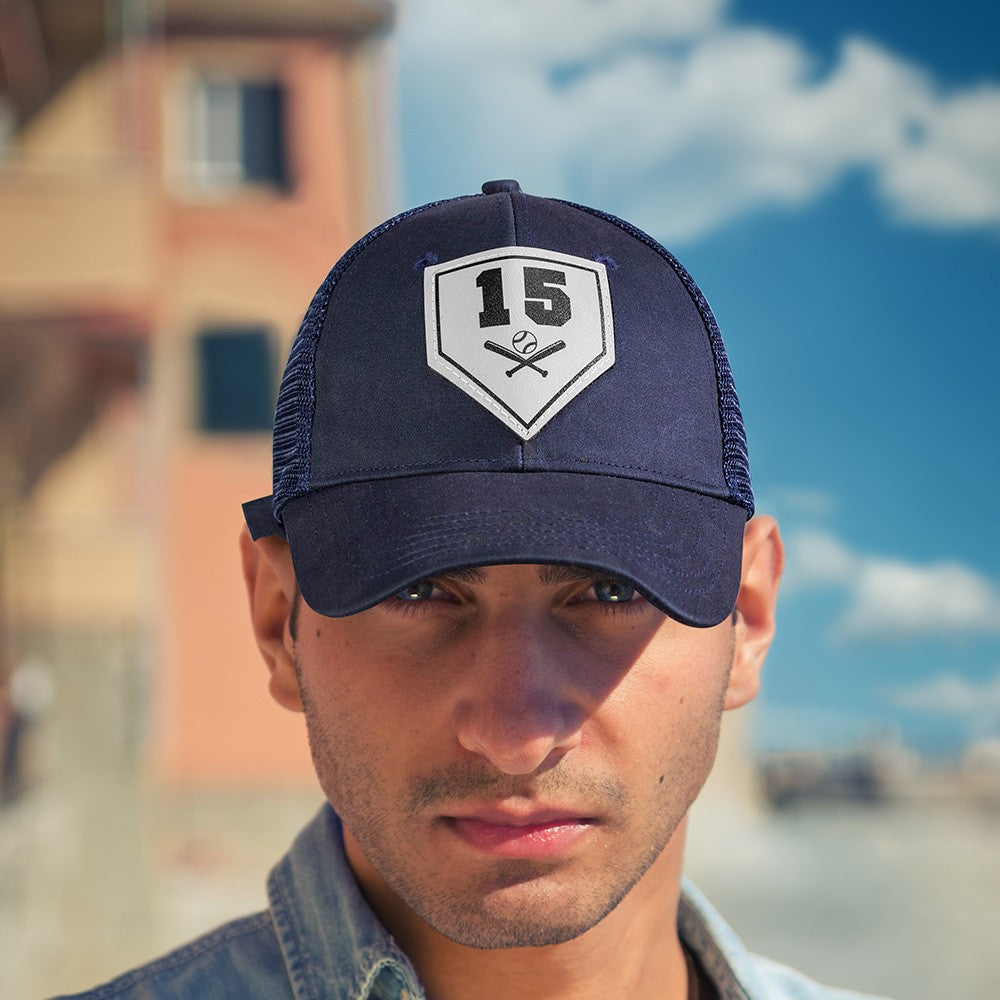 Custom Baseball Hat, Personalized Player Number Leather Patch Hat, Trucker Hat Snapback Baseball/Softball Cap for Men & Women, One Size Fits All